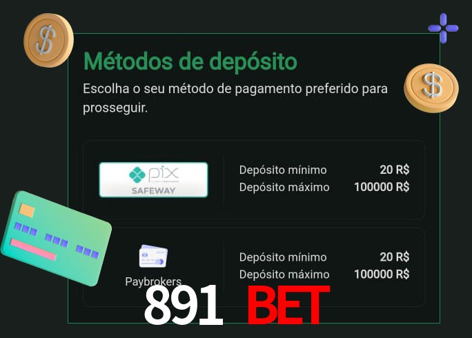 O cassino 891 Bet oferece uma grande variedade de métodos de pagamento